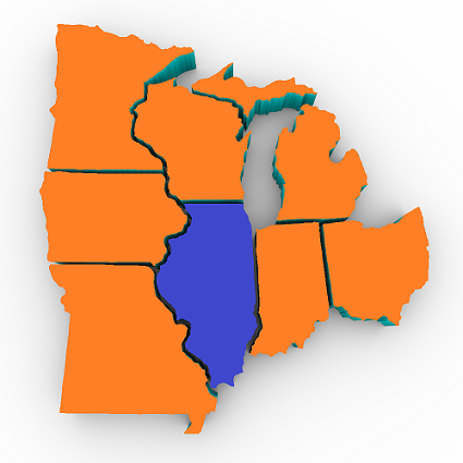 Picture of State of Illinois within Midwest Region